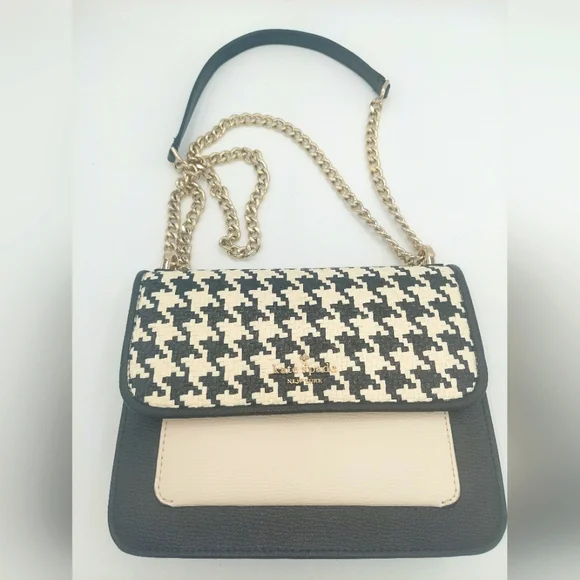 Kate Spade Remi Flap Houndstooths pattern chain crossbody - Picture 1 of 7